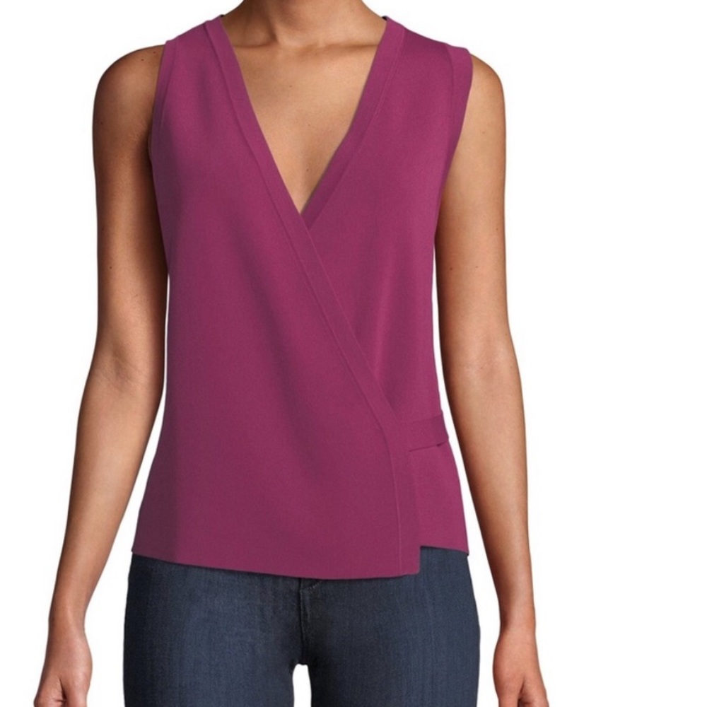 Theory Women Lustrate Faux Wrap Tank in Magenta purple Sz P